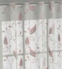 Pink Floral Polyester 7 Ft Sheer Eyelet Door Curtain
