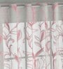 Pink Floral Polyester 7 Ft Sheer Eyelet Door Curtain