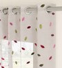 Pink Floral Polyester 7 Ft Sheer Eyelet Door Curtain
