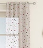 Pink Floral Polyester 7 Ft Sheer Eyelet Door Curtain