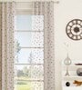 Pink Floral Polyester 7 Ft Sheer Eyelet Door Curtain