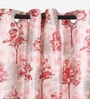 Pink Polyester Floral Light Filtering Eyelet 9 Feet Door Curtains (2 Pc)