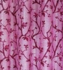 Pink Polyester Floral Light Filtering Eyelet 9 Feet Door Curtains (2 Pc)