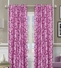 Pink Polyester Floral Light Filtering Eyelet 9 Feet Door Curtains (2 Pc)