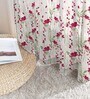 Pink Polyester Floral 9Ft Sheer Eyelet Long Door Curtains (Pack of 2)