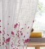 Pink Polyester Floral 9Ft Sheer Eyelet Long Door Curtains (Pack of 2)