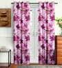 Pink Floral Polyester 7 Ft Semisheer Eyelet Door Curtains (Set of 2)