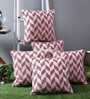 Pink Polyester Geometric 40x40 inches Cushion Covers Set of 5