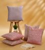 Pink Polyester Jacquard 16x16 inches Cushion Cover Set of 5