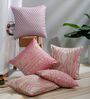 Pink Polyester Jacquard 16x16 inches Cushion Cover Set of 5
