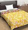 Pink Floral Polyester 120 GSM Single Bed Reversible Dohar