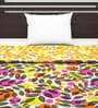 Pink Floral Polyester 120 GSM Single Bed Reversible Dohar