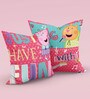 Pink Polyester Peppa 16x16 inches Reversible Kids Cushion (1 Pc)