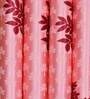 Pink Floral Polyester 9 Ft Semisheer Eyelet Door Curtain