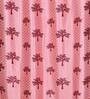 Pink Floral Polyester 9 Ft Semisheer Eyelet Door Curtain