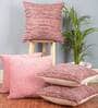 Pink Textured Polyester 16 x 16 Inches Cushion Covers (Set of 5)