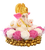 Lord Ganesha Pink & White Polyresin Idol