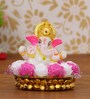 Lord Ganesha Pink & White Polyresin Idol