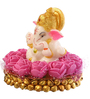 Lord Ganesha Pink & White Polyresin Idol