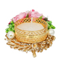 Rose Pink & Green Plastic Beads Diya