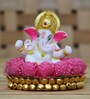 Lord Ganesha Pink & White Polyresin Idol