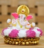 Lord Ganesha Pink & White Polyresin Idol