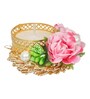 Rose Pink & Green Plastic Beads Diya