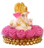 Lord Ganesha Pink & White Polyresin Idol