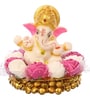 Lord Ganesha Pink & White Polyresin Idol