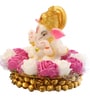 Lord Ganesha Pink & White Polyresin Idol