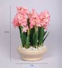 Pink Bunch Artificial Flower White Pebbles & Ceramic Pot