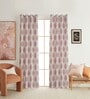 Pink Poleyster Camrin Leaves 5 Feet Semi Transperency Ring Top Window Curtains 2Pcs
