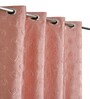 Pink Poleyster Floral 7 Feet Semi Transperency Ring Top Door Curtains 2Pcs