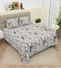 Grey Printed 220 Tc Cotton Super King Bedsheet With 2 Pillow Covers