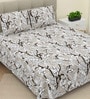 Grey Printed 220 Tc Cotton Super King Bedsheet With 2 Pillow Covers