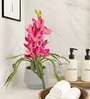 Pink Pu Foam Velvet Orchid Elegance Pot With Flower
