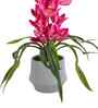 Pink Pu Foam Velvet Orchid Elegance Pot With Flower