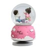 Pink Romantic Love Couple Rotating Snow Globe with Music Polyresin & Glass Figurine