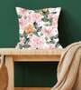 Pink & Green Floral Satin 16 x 16 Inches Cushion Cover