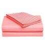 Pink Striped 300 TC 100% Cotton King Sized Bed Sheets with 2 Pillow Covers