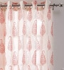 Pink Traditional Cotton 7 Ft Semisheer Eyelet Door Curtain