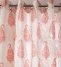 Pink Traditional Cotton 7 Ft Semisheer Eyelet Door Curtain