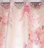 Pink Floral Jute 5 Ft Light Filtering Eyelet Window Curtain