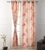 Pink Floral Jute 7 Ft Light Filtering Eyelet Door Curtain