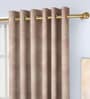 Pink Floral Poly Cotton 9 Ft Light Filtering Eyelet Door Curtains (Set of 2)