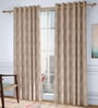 Pink Floral Poly Cotton 9 Ft Light Filtering Eyelet Door Curtains (Set of 2)