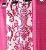 Pink Floral Polyester 5 Ft Semisheer Eyelet Window Curtains (Set of 2)
