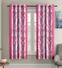 Pink Floral Polyester 5 Ft Semisheer Eyelet Window Curtains (Set of 2)
