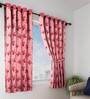 Pink Floral Polyester 5 Ft Semisheer Eyelet Window Curtains (Set of 2)