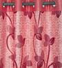 Pink Floral Polyester 5 Ft Semisheer Eyelet Window Curtains (Set of 2)